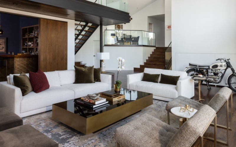 Современный дизайн интерьера большой комнаты