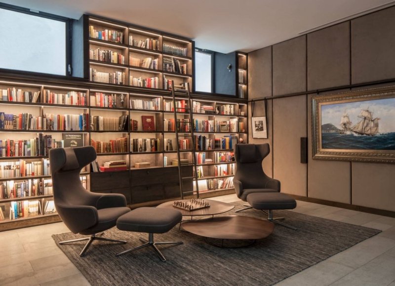Домашняя библиотека в интерьере