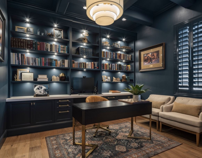 Домашняя библиотека в интерьере