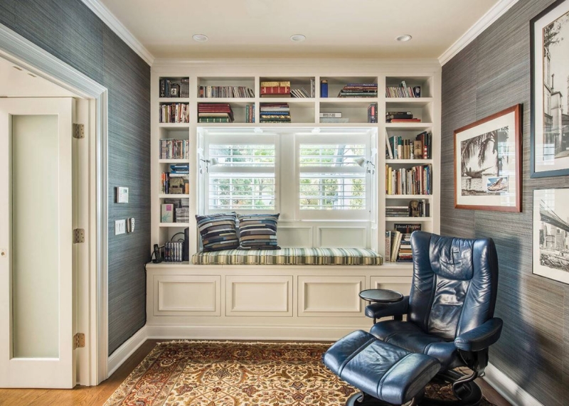 Домашняя библиотека в интерьере