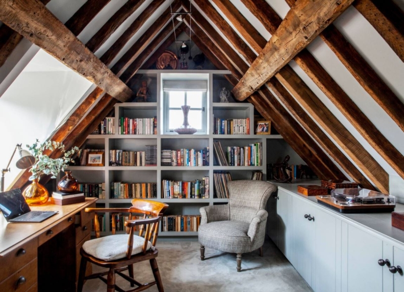 Домашняя библиотека в интерьере