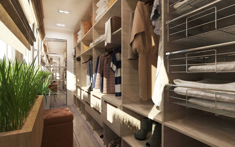 Спальня с гардеробной комнатой: виды и способы монтажа